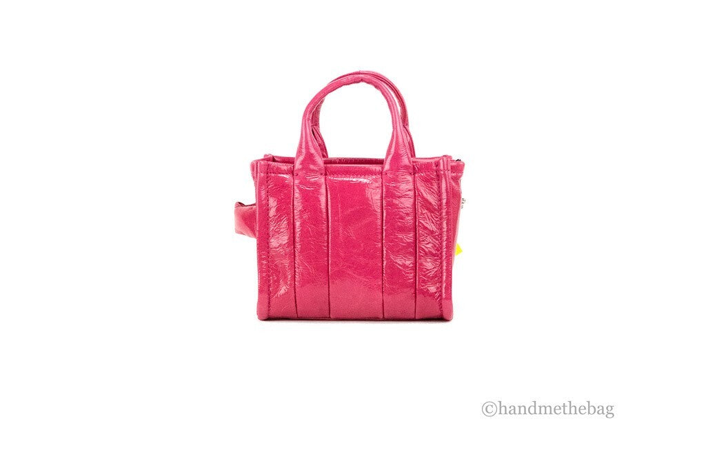 Marc Jacobs The Shiny Crinkle Micro Tote Τσάντα Χιαστί από Δέρμα Magenta