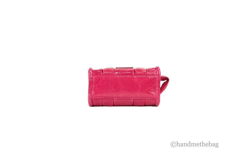 Marc Jacobs The Shiny Crinkle Micro Tote Τσάντα Χιαστί από Δέρμα Magenta