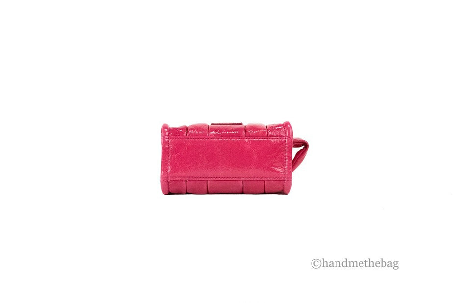 Marc Jacobs The Shiny Crinkle Micro Tote Τσάντα Χιαστί από Δέρμα Magenta