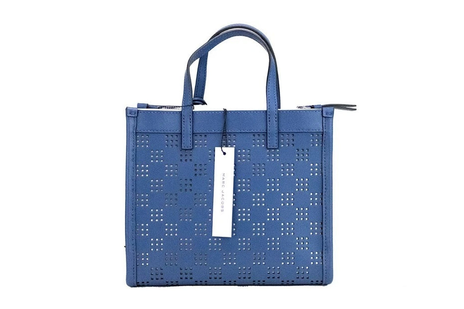 Τσάντα Χειρός και Ώμου Marc Jacobs Mini Grind Blue Sea από Διάτρητο Δέρμα