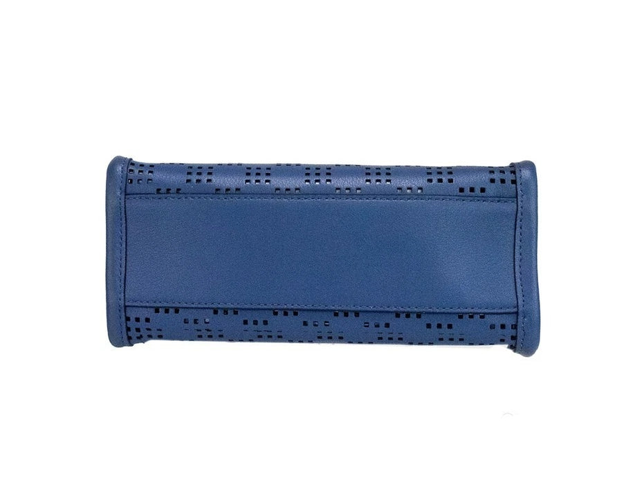 Τσάντα Χειρός και Ώμου Marc Jacobs Mini Grind Blue Sea από Διάτρητο Δέρμα