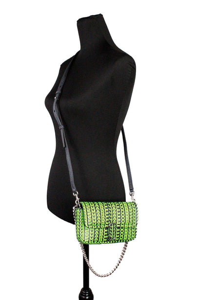 Marc Jacobs Neon Green The Monogram Leather J Marc Mini Shoulder Bag Crossbody