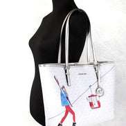 Michael Kors Jet Set Travel Girls Medium Signature Carryall Tote White MK