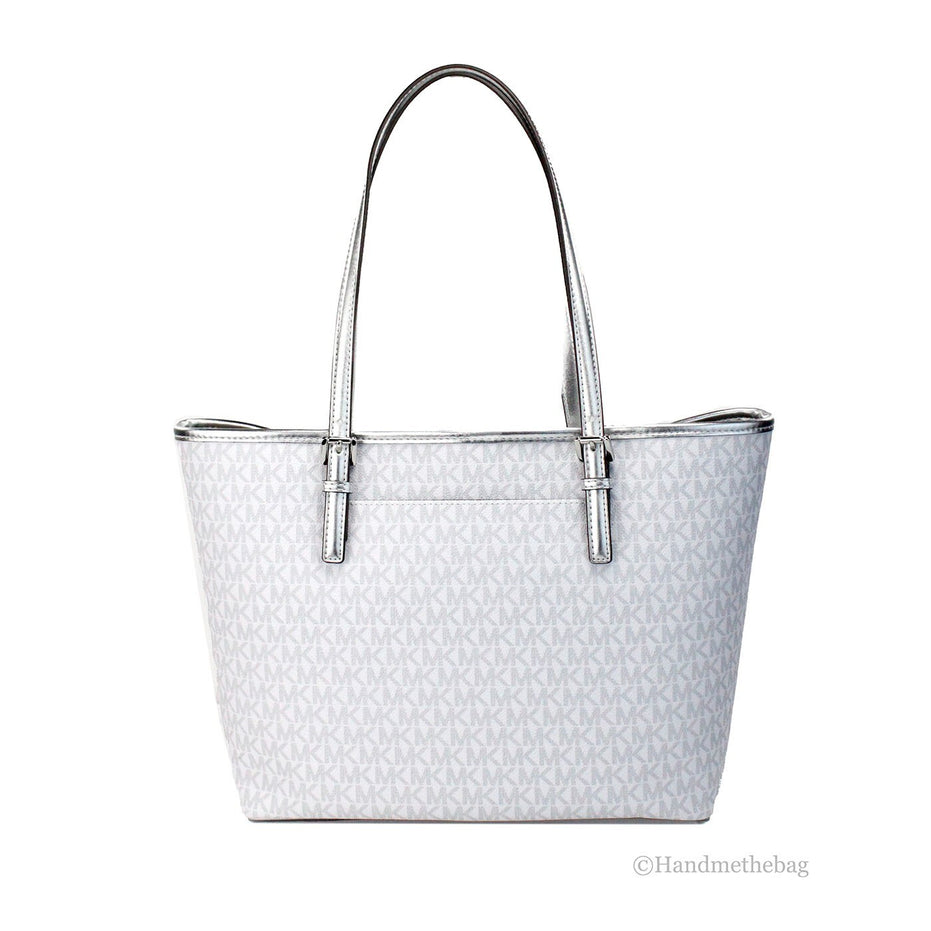 Michael Kors Jet Set Travel Girls Medium Signature Τσάντα Ώμου White MK
