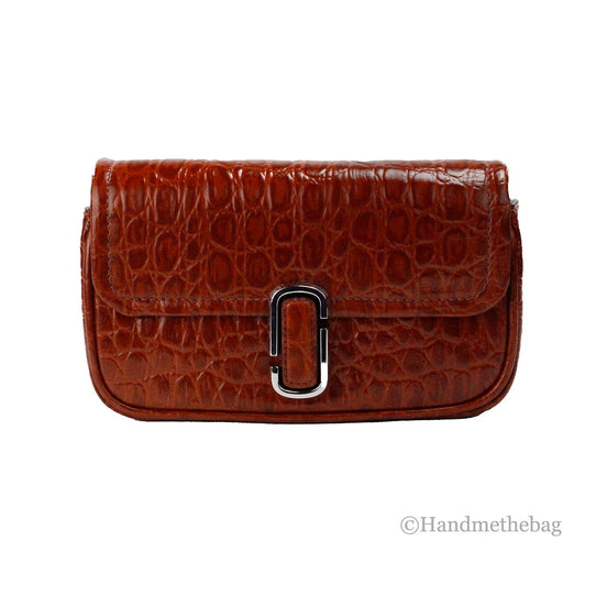 Marc Jacobs The Mini Shoulder Bag Spice Brown Embossed Leather Crossbody Bag