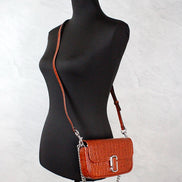 Marc Jacobs The Mini Shoulder Bag Spice Brown Embossed Leather Crossbody Bag