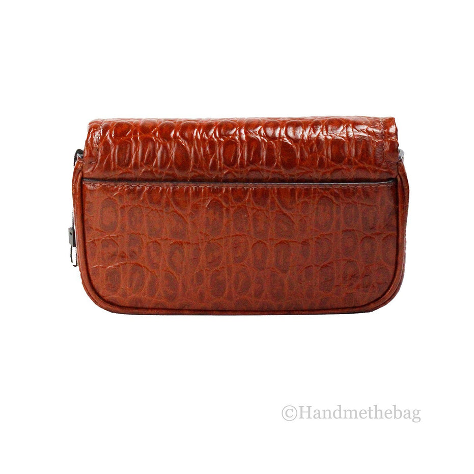 Marc Jacobs The Mini Shoulder Bag Spice Brown Embossed Leather Crossbody Bag