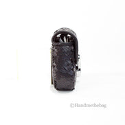 Marc Jacobs The Mini J Marc Τσάντα Ώμου Μαύρη με Παγιέτες Χιαστί