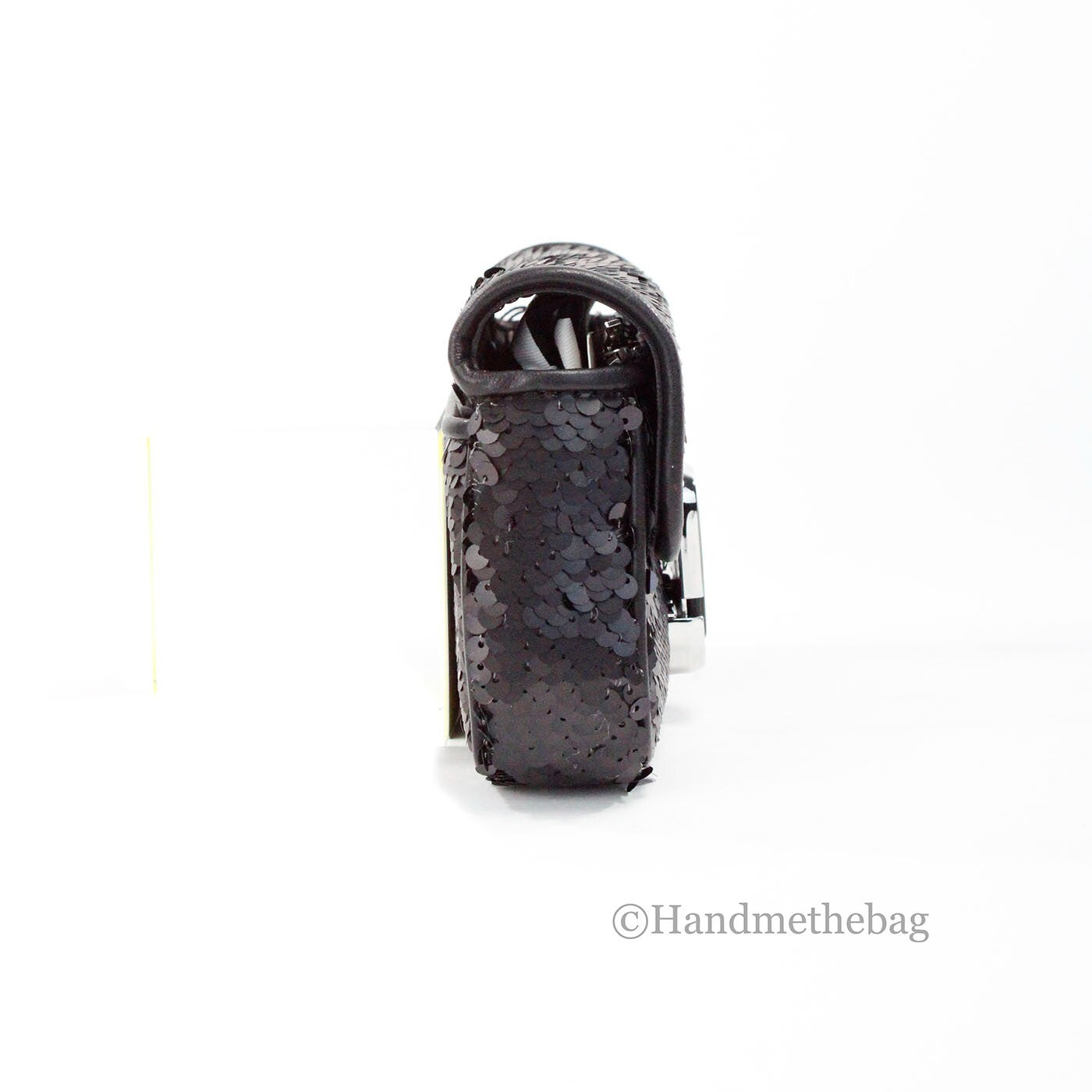 Marc Jacobs The Mini J Marc Τσάντα Ώμου Μαύρη με Παγιέτες Χιαστί