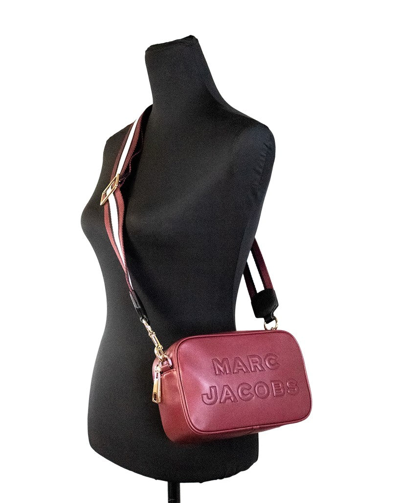 Marc Jacobs Flash Pomegranate Λεία Δερμάτινη Τσάντα Χιαστί με Ανάγλυφο Σχέδιο Κάμερας