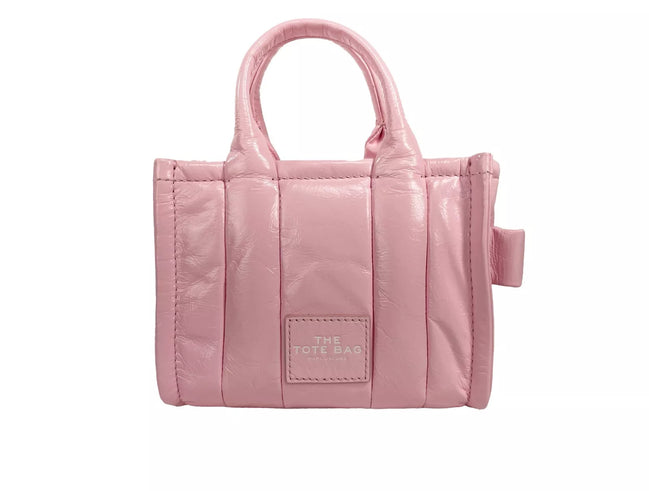 Marc Jacobs The Shiny Crinkle Micro Tote Bubblegum Δερμάτινο Τσαντάκι Χιαστί
