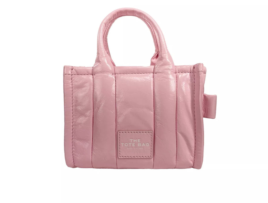 Marc Jacobs The Shiny Crinkle Micro Tote Bubblegum Δερμάτινο Τσαντάκι Χιαστί