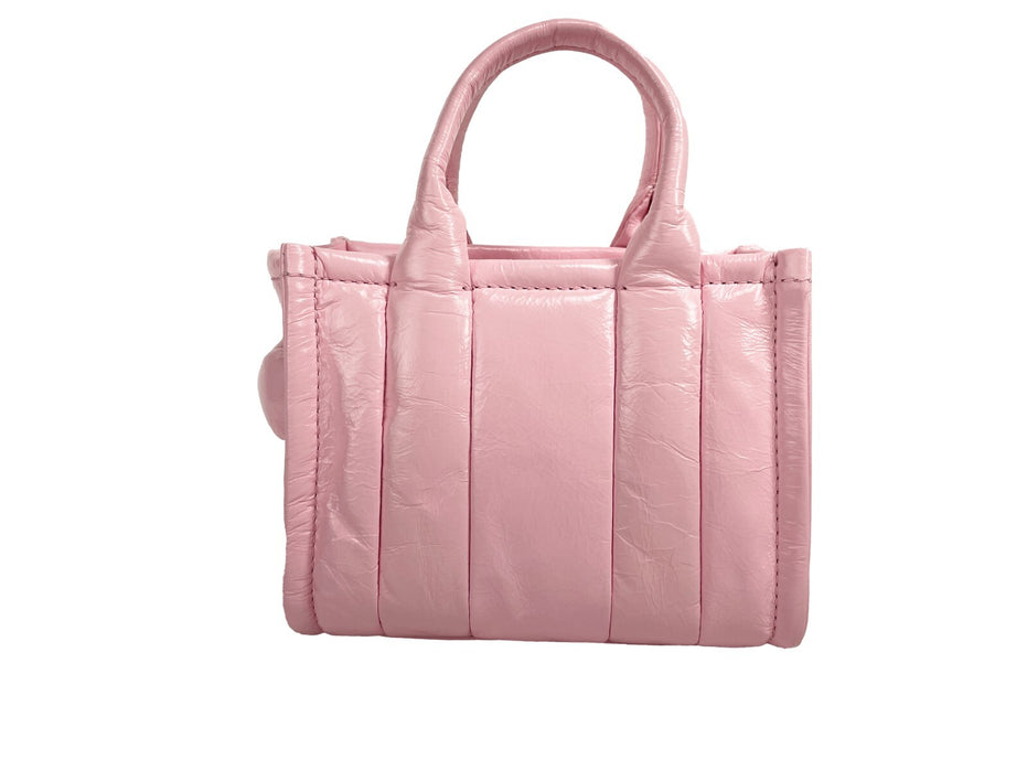 Marc Jacobs The Shiny Crinkle Micro Tote Bubblegum Δερμάτινο Τσαντάκι Χιαστί
