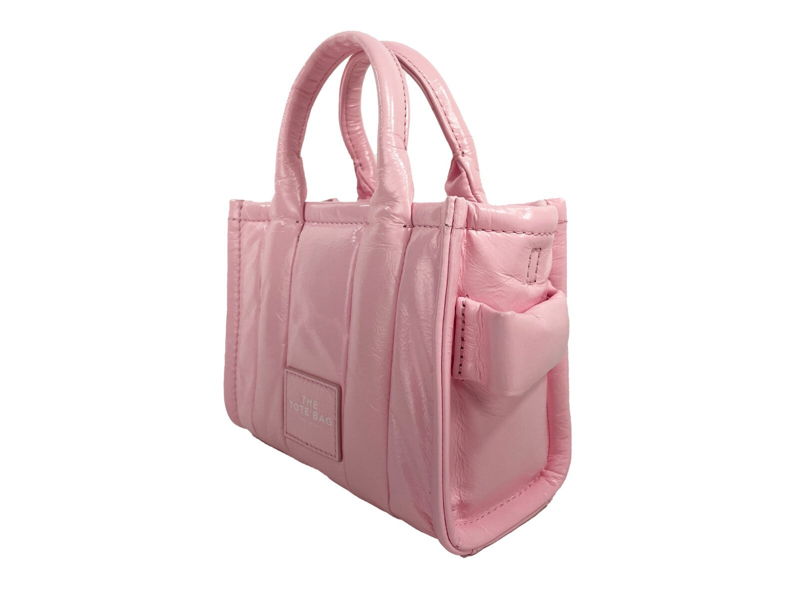 Marc Jacobs The Shiny Crinkle Micro Tote Bubblegum Δερμάτινο Τσαντάκι Χιαστί
