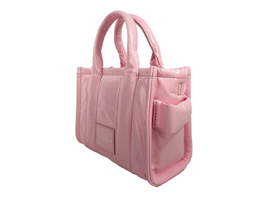 Marc Jacobs The Shiny Crinkle Micro Tote Bubblegum Δερμάτινο Τσαντάκι Χιαστί