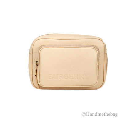 Burberry Small Branded Peach Pink Grainy Leather Camera Crossbody Bag