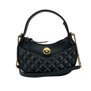 Τσάντα Versace Quilted Black Leather Half Moon Chain Crossbody