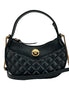 Versace Quilted Black Leather Half Moon Chain Crossbody Bag