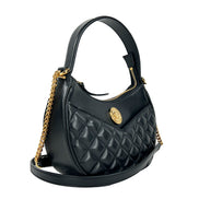 Τσάντα Versace Quilted Black Leather Half Moon Chain Crossbody
