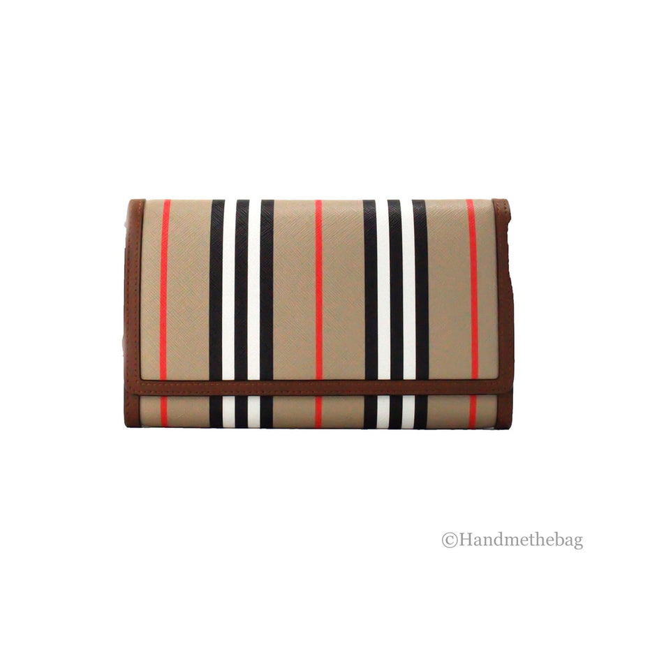 Τσάντα Χιαστί Burberry Hannah Icon Stripe Archive Tan E-Canvas Leather Wallet