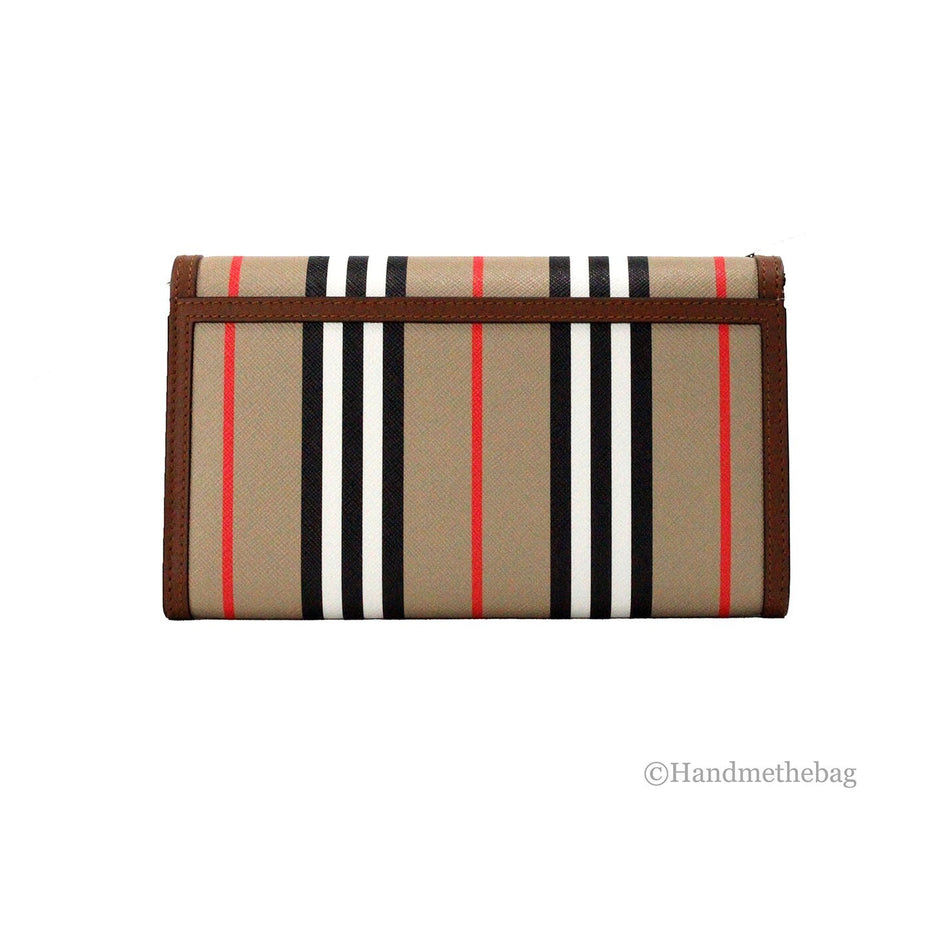 Τσάντα Χιαστί Burberry Hannah Icon Stripe Archive Tan E-Canvas Leather Wallet