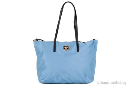 Τσάντα Tote Versace Portuna Medusa Μεσαίου Μεγέθους από Νάιλον και Δέρμα σε Μπλε της Κενταύριας