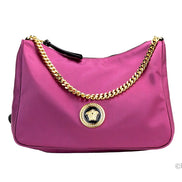 Versace Small Dahlia Nylon Fabric Medusa Pendant Crossbody Shoulder Purse Bag