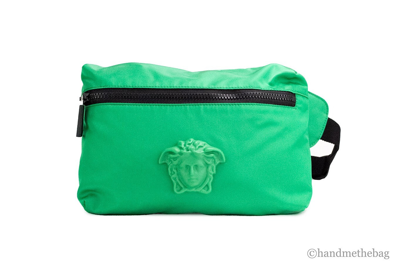 Versace Small Bright Green Nylon Matte Medusa Belt Bag Waist Fanny Pack Purse