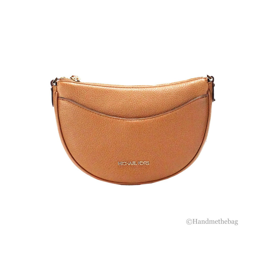 Michael Kors Dover Small Luggage Τσάντα Χιαστί από Φυσικό Δέρμα σε Σχήμα Μισοφέγγαρου