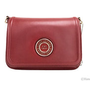 Marc Jacobs Medium Metal Signet Syrah Smooth Leather Flap Crossbody Purse Bag