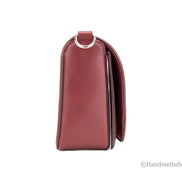 Marc Jacobs Medium Metal Signet Syrah Smooth Leather Flap Crossbody Purse Bag