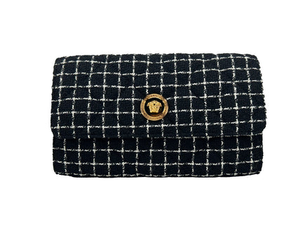 Τσάντα Χιαστί Versace Wallet On A Chain Υφασμάτινη Μαύρη