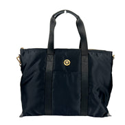 Versace Black Nylon Fabric La Medusa Shoulder Tote Bag