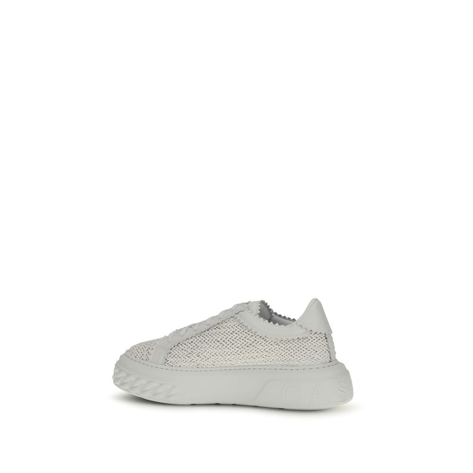 Casadei White Calf Leather Bos Taurus Chunky Sneakers