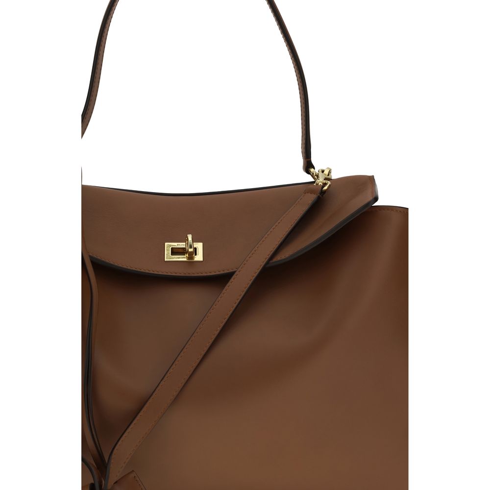 Τσάντα ώμου Balenciaga από καφέ δέρμα μοσχαριού Bos Taurus