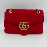Gucci GUCCI MARMONT Red Velvet Handbag