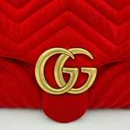 Gucci GUCCI MARMONT Red Velvet Handbag