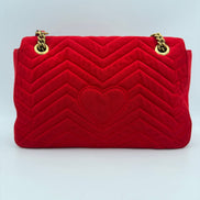Gucci GUCCI MARMONT Red Velvet Handbag