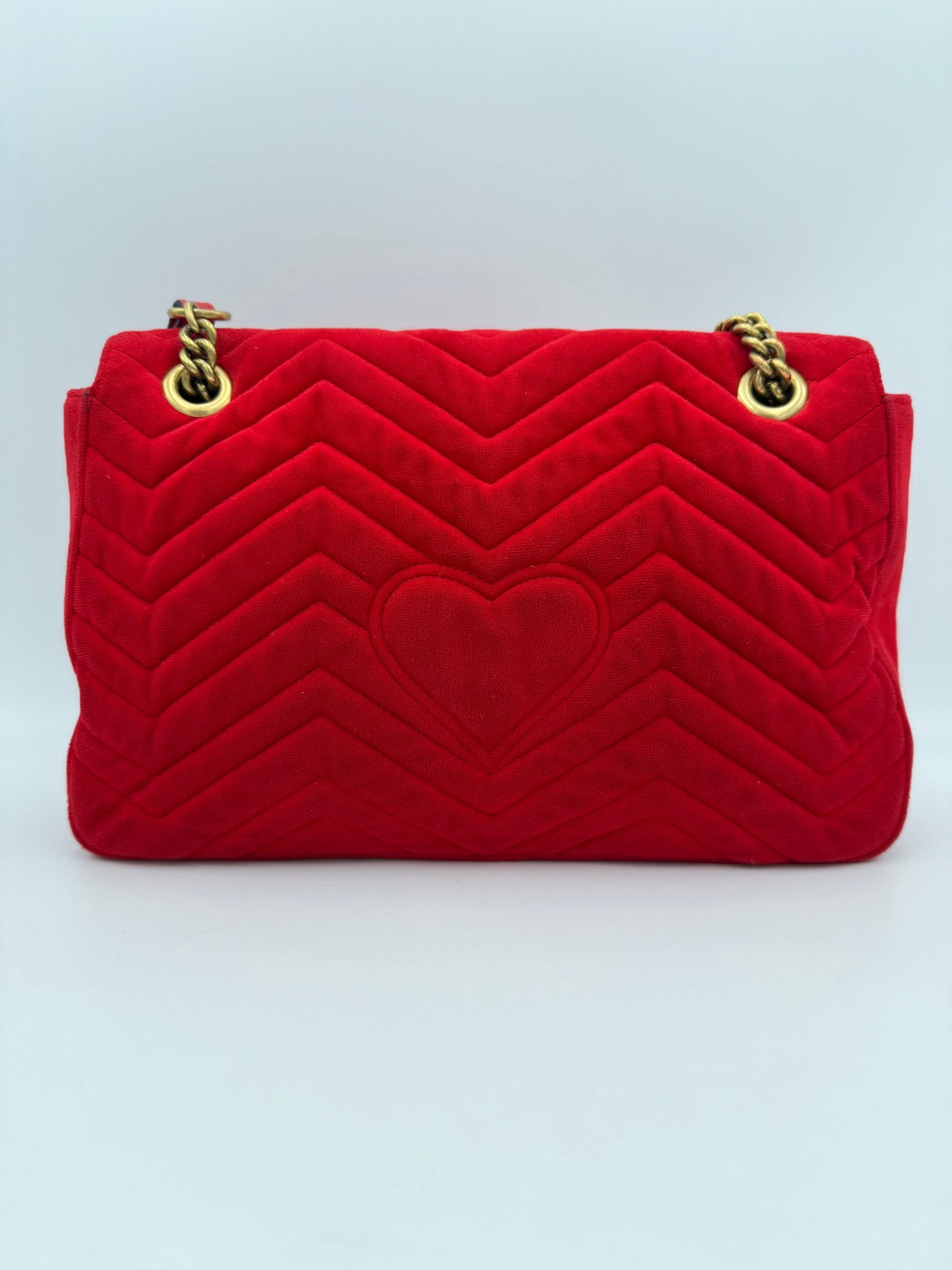 Gucci GUCCI MARMONT Red Velvet Handbag