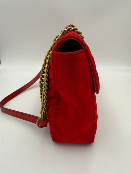 Gucci GUCCI MARMONT Red Velvet Handbag