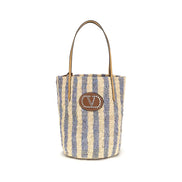 Valentino Garavani Blue Raffia Backet Bag
