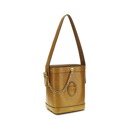 Versace Brown Calf Leather Bos Taurus Backet Bag