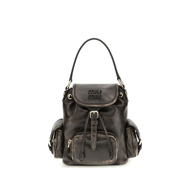 Miu Miu Brown Calf Leather Bos Taurus Backpack