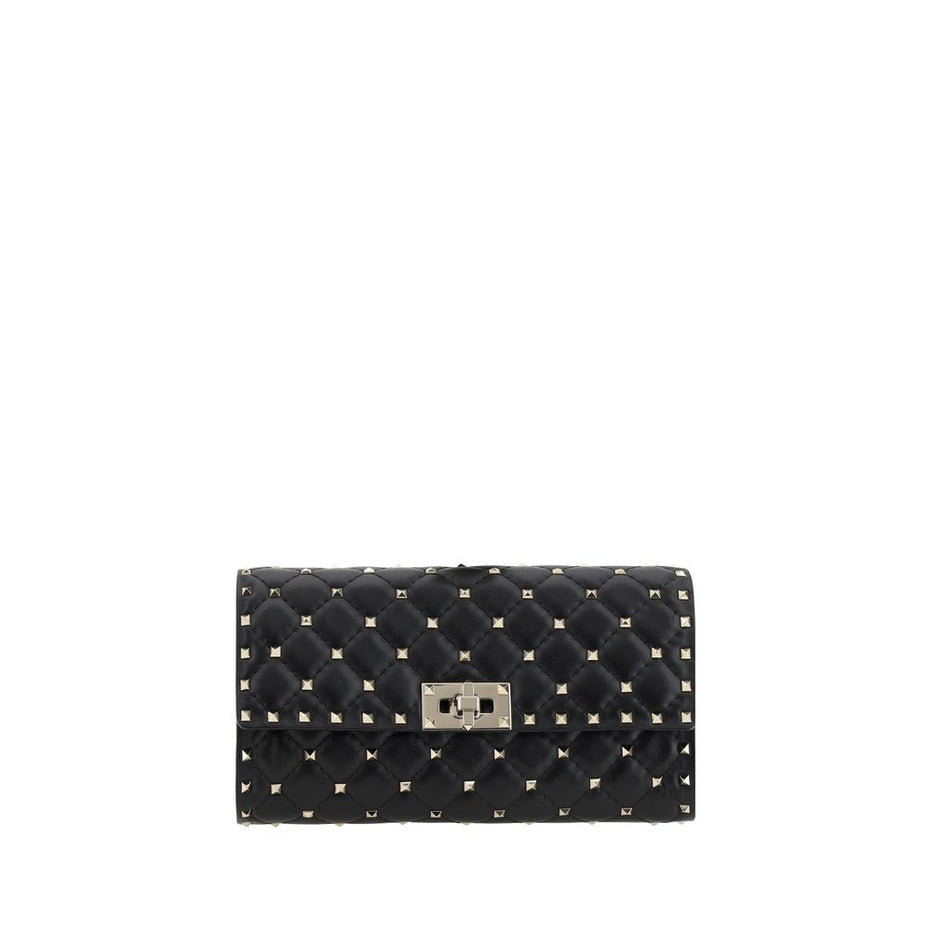 Valentino Garavani Black Calf Leather Bos Taurus Shoulder Bag