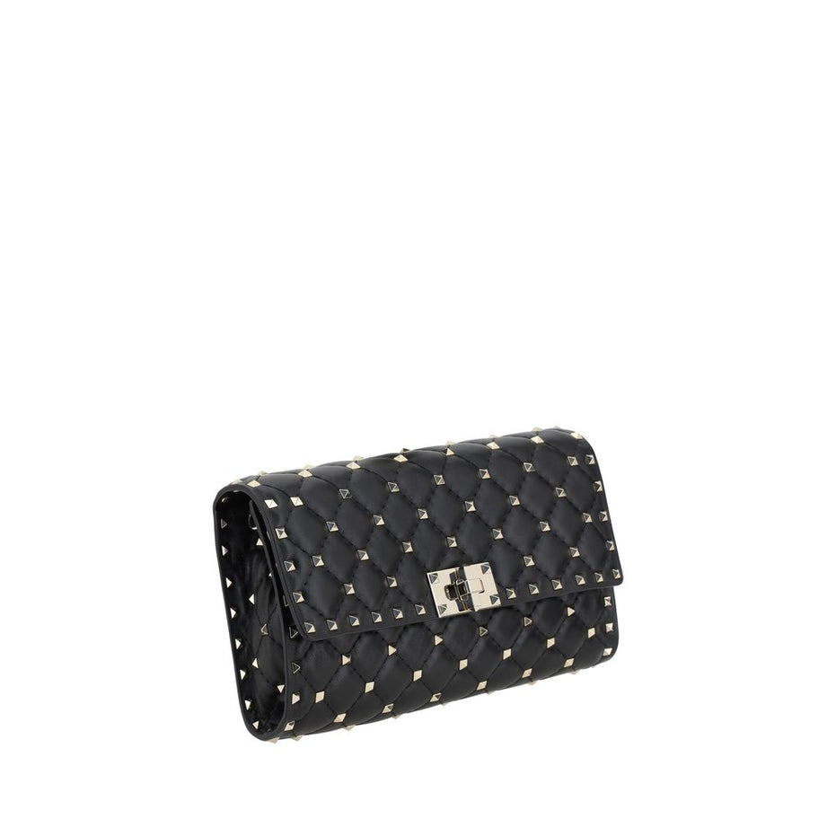 Valentino Garavani Black Calf Leather Bos Taurus Shoulder Bag