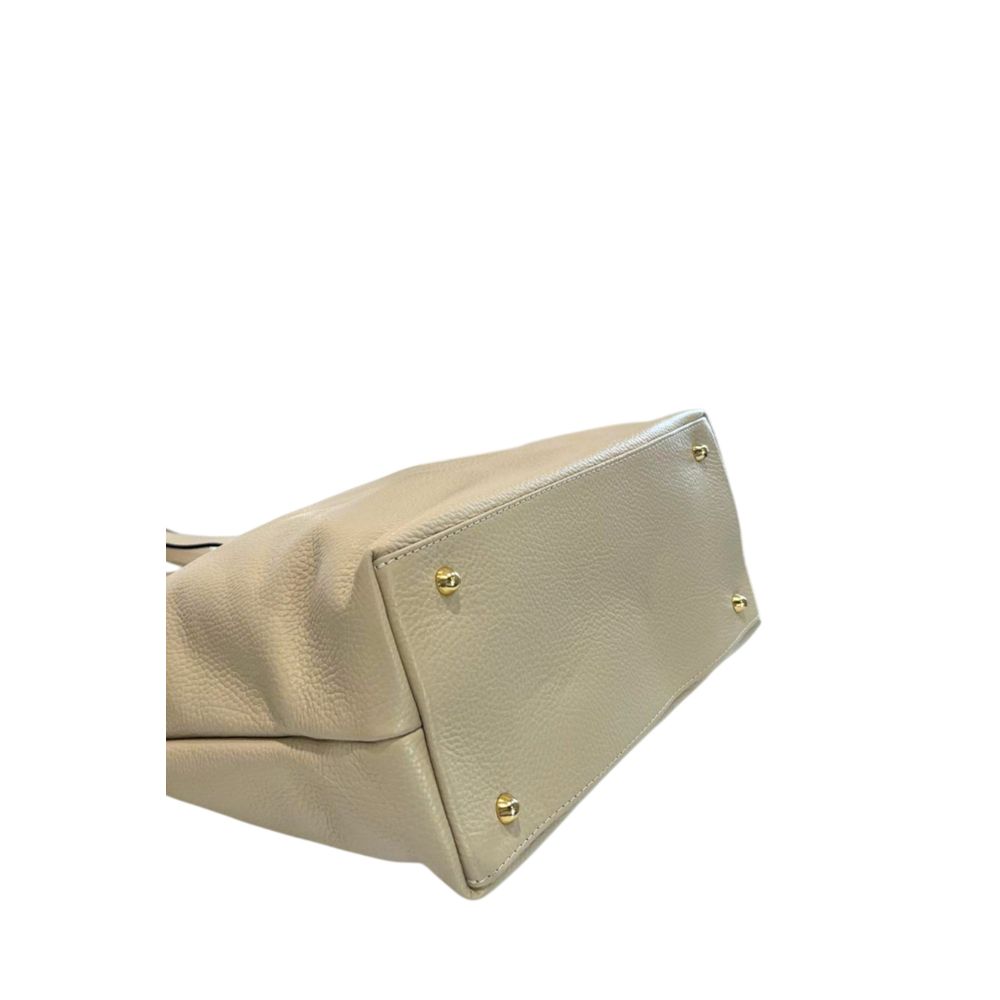 Baldinini Trend Beige Leather Women Shoulder Bag