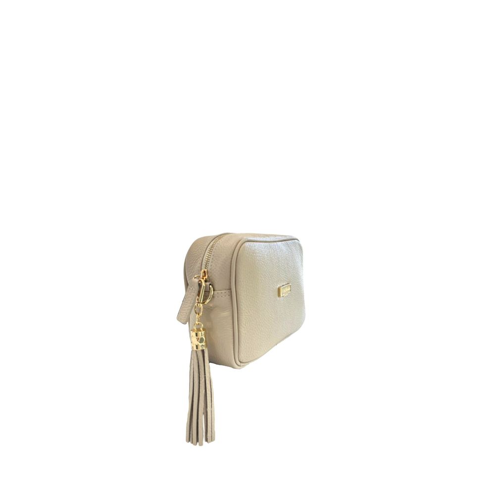 Baldinini Trend Beige Cowhide Leather Women Crossbody Bag