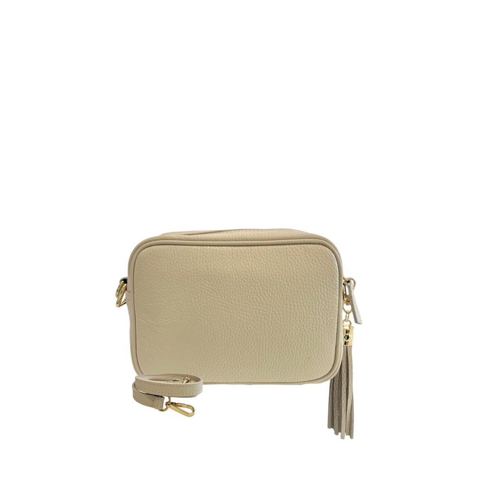 Baldinini Trend Beige Cowhide Leather Women Crossbody Bag