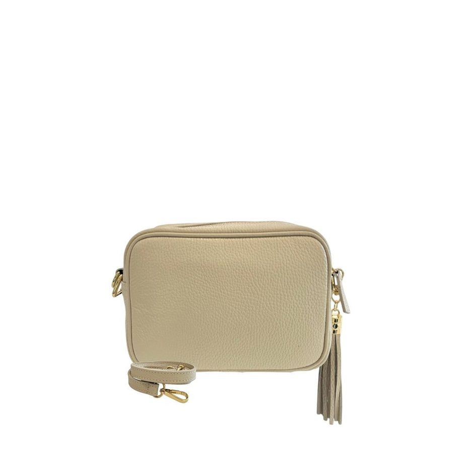 Baldinini Trend Beige Cowhide Leather Women Crossbody Bag