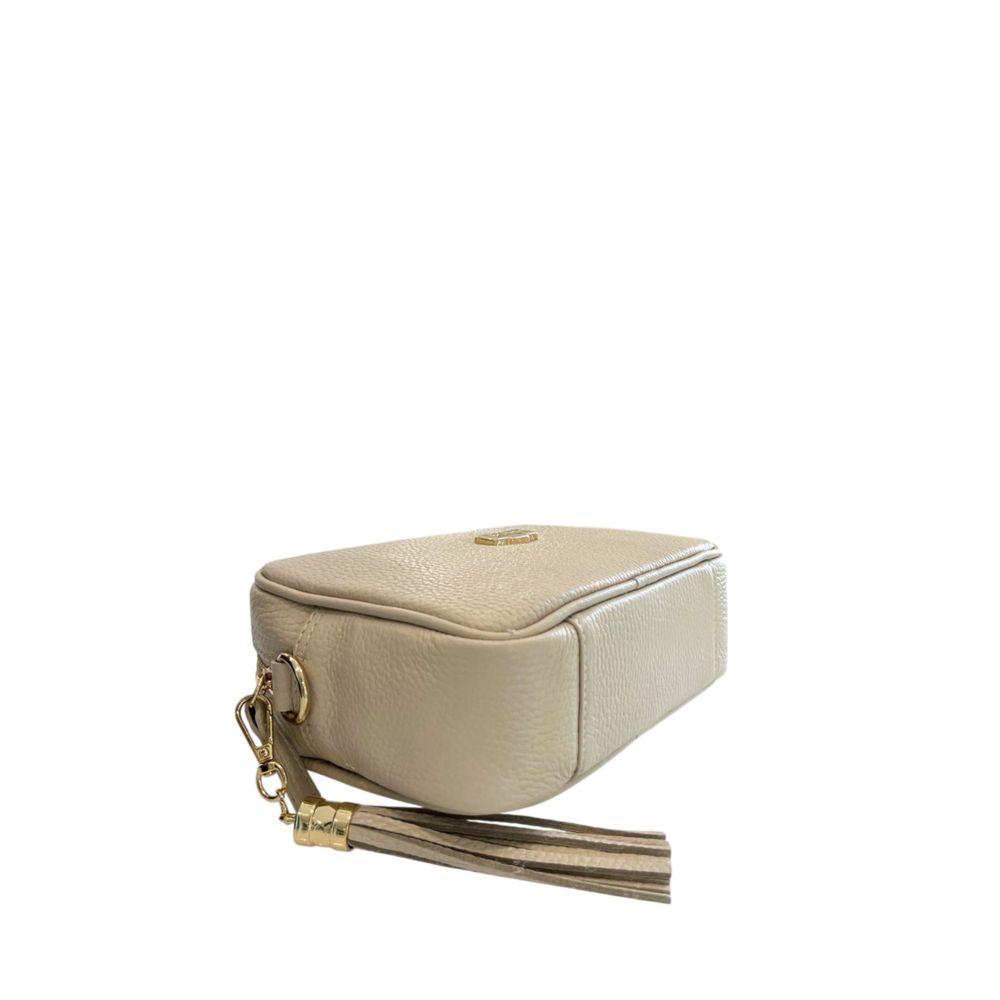 Baldinini Trend Beige Cowhide Leather Women Crossbody Bag